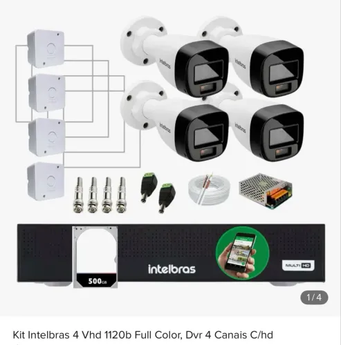 KIT INTELBRAS 4 VHD C/ 4 CÂMERAS