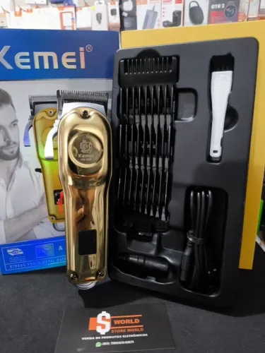  * Máquina de Cortar Cabelo Kemei Profissional sem Fio - Loja Store World 