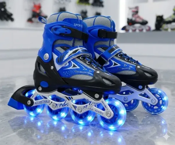 patins roller in-line 4 rodas silicone ajustável 31 ao 42 cor azul 39 42