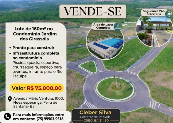 Venda de lote em condomínio fechado , terreno com 160m2