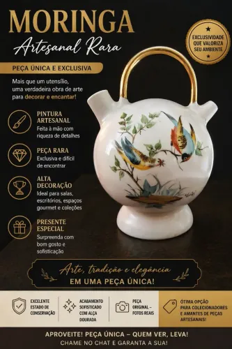 Moringa Artesanal Rara - Peça Exclusiva em Porcelana com Pintura Artística