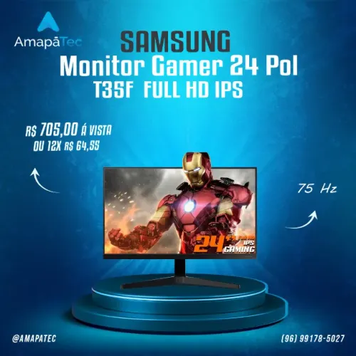 Monitor Gamer Samsung T35F 24 Pol Full HD IPS HDMI/VGA