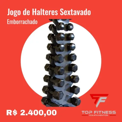Jogo de Halteres Sextavado Emborrachado