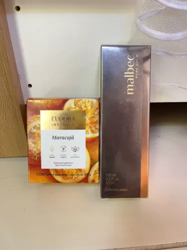 Kit malbec pure gold e sabonetes Eudora