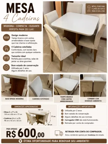 Mesa com 4 cadeiras
