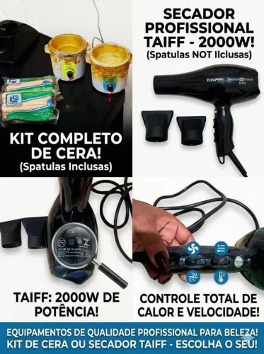NEGOCIO!!Secador Taiff Tourmaline Ion cerâmica. Junto, vai 2 panelas aquecedores de cera.