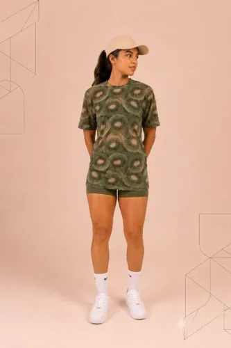 Blusa de Academia Feminina Estampada Camiseta Respirável Moda Fitness