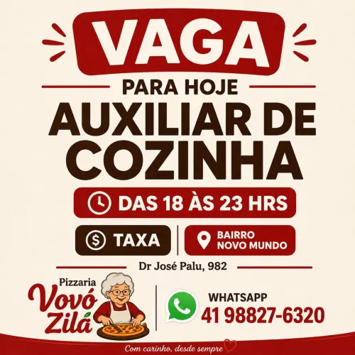 Vaga para Auxiliar de cozinha