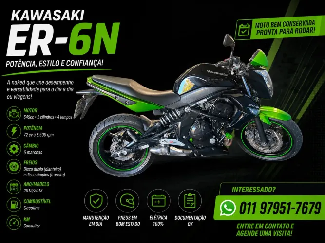 Vende-se Kawasaki ER 650 cilindrada