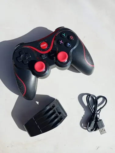 Controle gamepad joystick Bluetooth novo com suporte para celular e cabo de carregamento