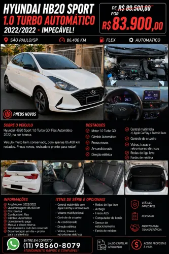 Hyundai HB20 Sport 1.0 TB Flex 12V AUT 2022