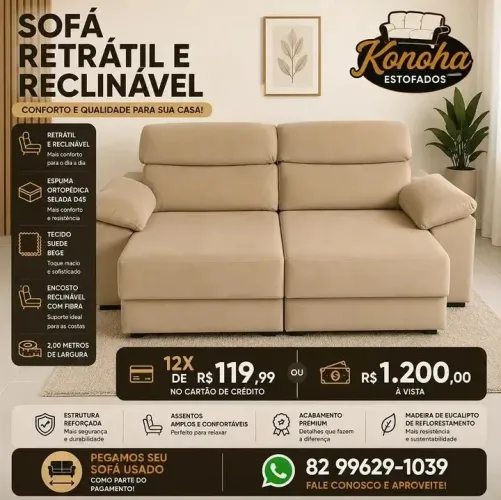 Sofá retrátil e reclinável (NOVO)