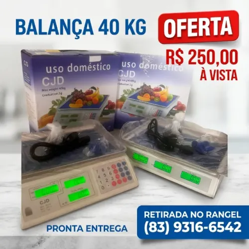 balança de ate 40kg nova. uso comercial com painel frente e verso teclado