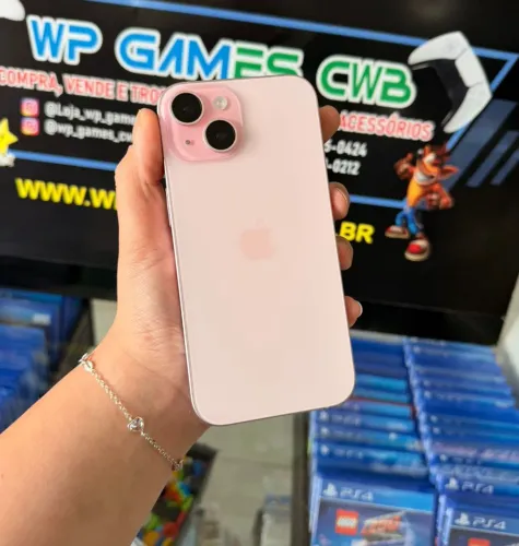 Iphone 15 pink perfeito com garantia loja Wp Games Cwb 
