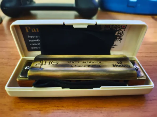 Gaita De Boca Hering Shg C 1020 Vintage Harp 1923 Com Estojo