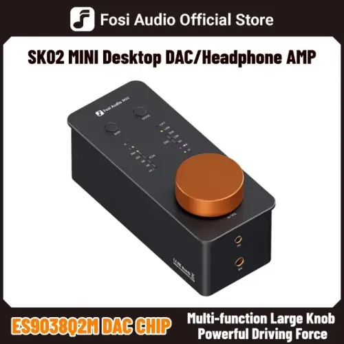 DAC e Amplificador Fosi áudio sk02, DSD e 256 PCM, Aceita fones 3.5mm & 4.4mm balanceado