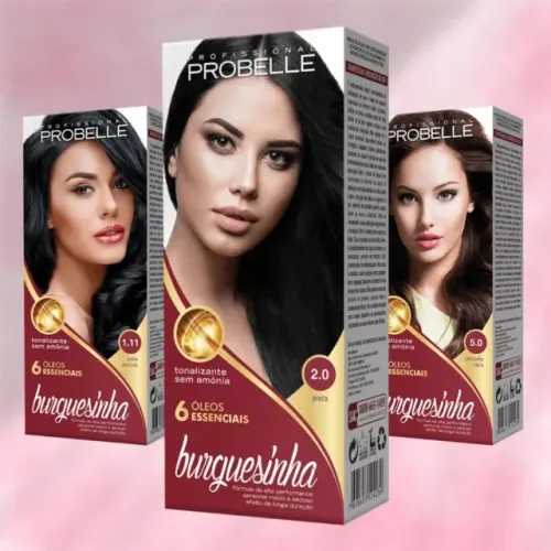 Kit Coloração Burguesinha 3 Cores Preto Preto Azulado Castanho Claro