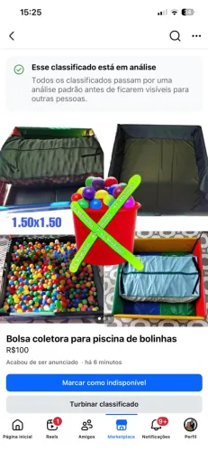 Sacola coletora para piscina de bolinhas