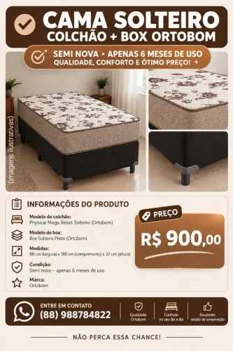 CAMA DE SOLTEIRO ORTOBOM SEMINOVA