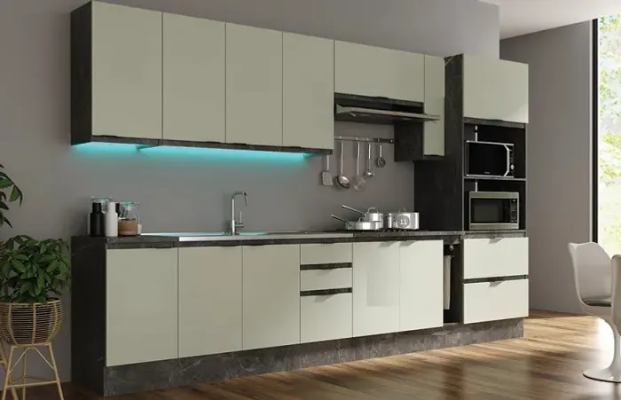 Cozinha Reta Modulada/ENTREGA e MONTAGEM/330LX222AX350P, R$ 8.096,95!