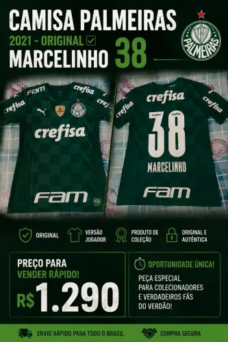CAMISA PALMEIRAS 2021 MARCELINHO #38 ORIGINAL - PEÇA DO JOGADOR