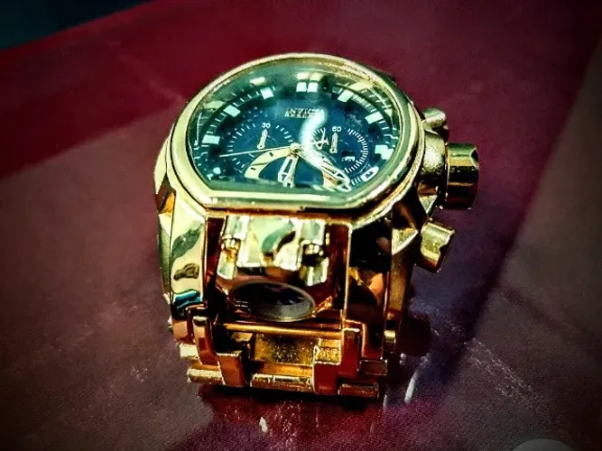 Relógio Dourado Full Metal Luxo