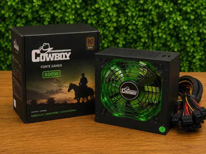 Fonte de Computador 500W Gamer ATX Bivolt para PC Cowboy Silenciosa