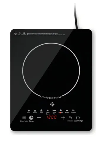 Cooktop De Indução 1 Boca Preto Com Trava De Segurança Painel Touch Screen