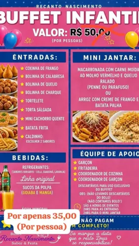 Buffet infantil na promoção