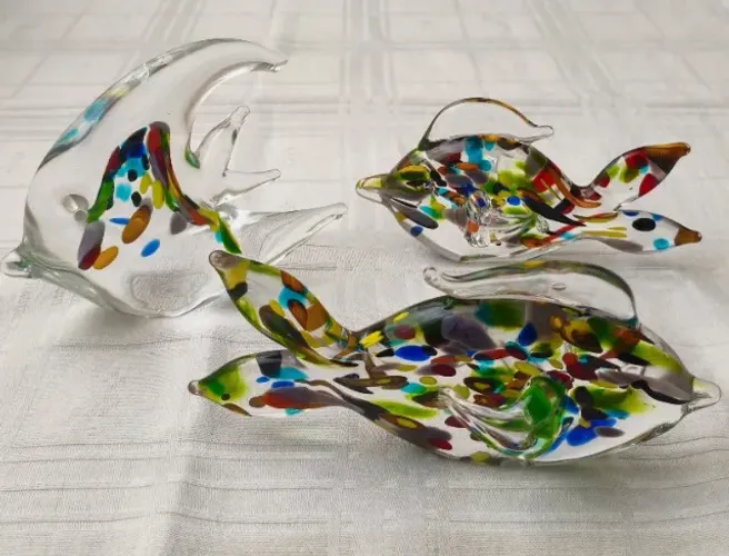 Trio de peixes em vidro Glass Studio