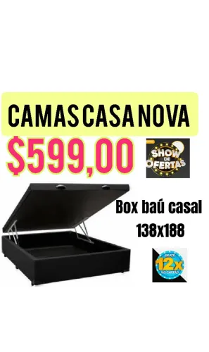 Box baú casal padrão 138x188x35 profundidade interna do baú 20 cm