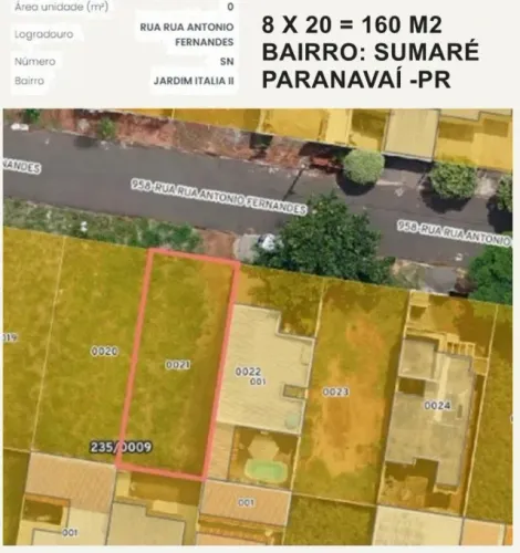 Terreno 160m2 em Paranavaí , Bairro Sumaré, Jd Italia II