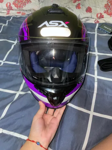 Capacete ASX Draken Pilot Preto Rosa e Roxo