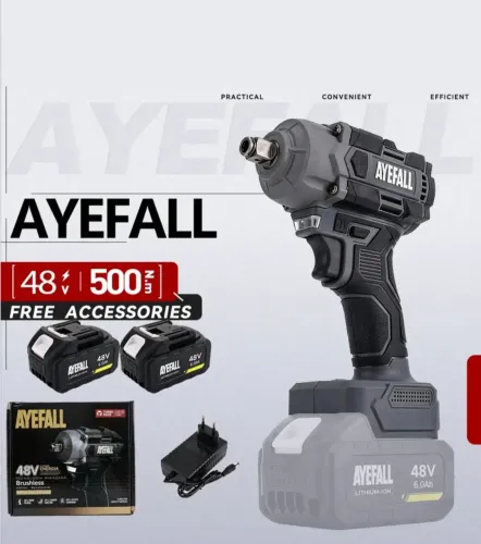 Chave De Impacto Brushless 500nm Com 2 Baterias 48v Ayefall - * Deysi