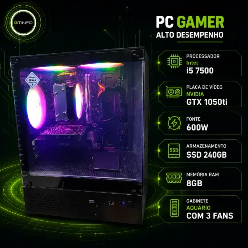 Pc Gamer i5 7500 | GTX 1050ti | 8 de RAM