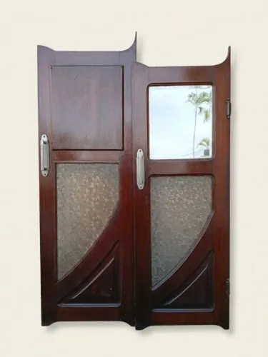 Portas Bang-Bang Antigas Anos 30/40 art déco- Madeira Maciça, espelhos e Vidro Fant
