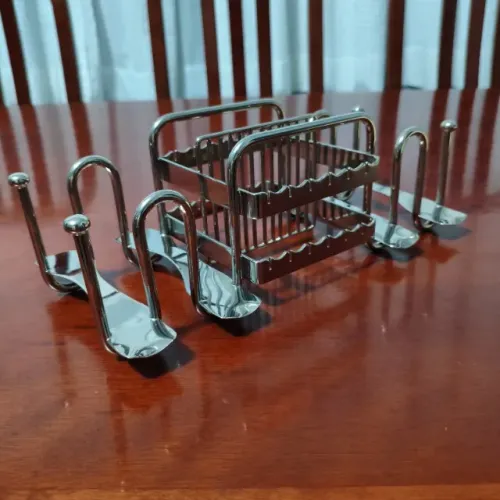 Porta Talheres de Mesa Prateado em Metal - Organizador Buffet Luxo