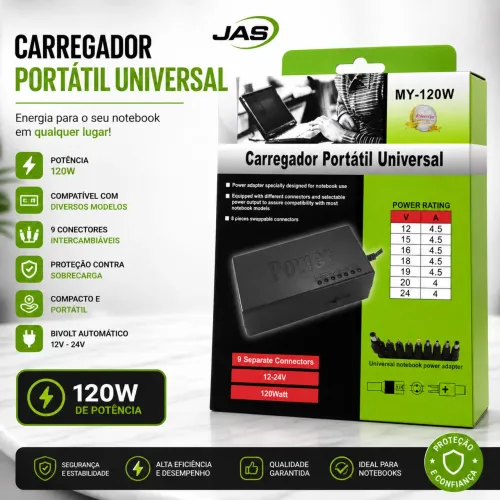 CARREGADOR UNIVERSAL notebook 