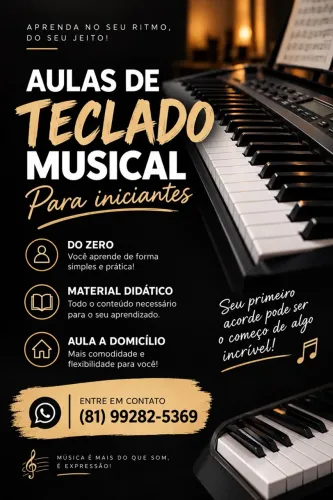 Aula de teclado iniciantes a domicílio