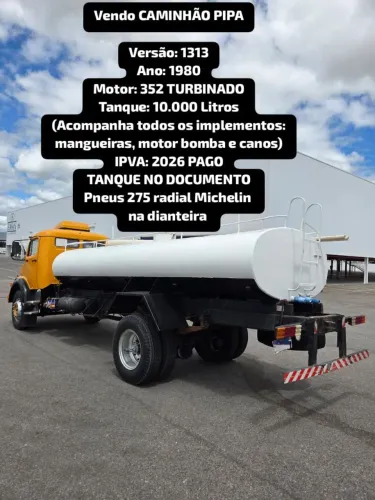 Mercedes-Benz 1313 Pipa 1980 - Tanque 10.000 L / pronto pra trabalhar 