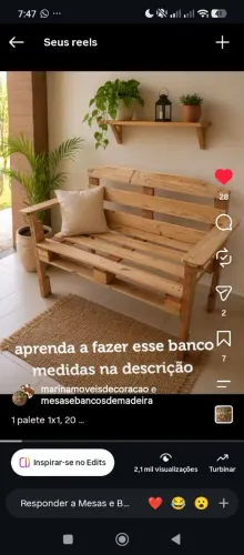 Banco de palete a pronta entrega