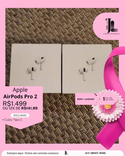 APPLE AIRPODS PRO 2, COM CABO TIPO C, LACRADO, EXCLUSIVO!
