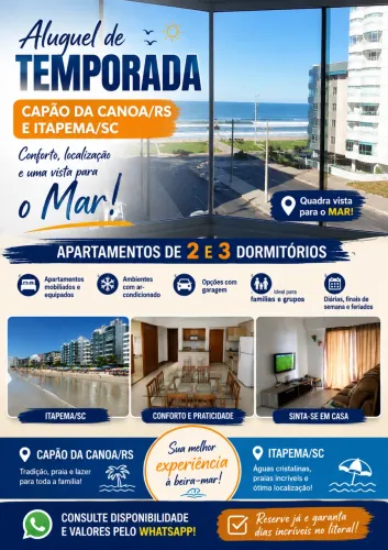 ITAPEMA sc - Centro - Alug. Apt. 2 dormitórios 1 quadra Mar, com Suíte e vista