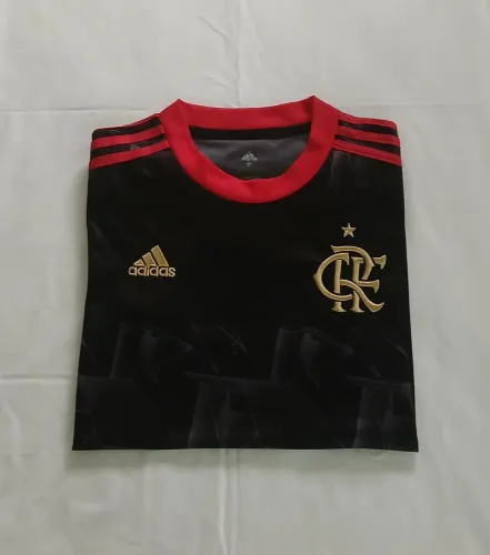 Camisa Flamengo III 21/22 s/n° Torcedor Adidas Masculina - Preto+Vermelho 