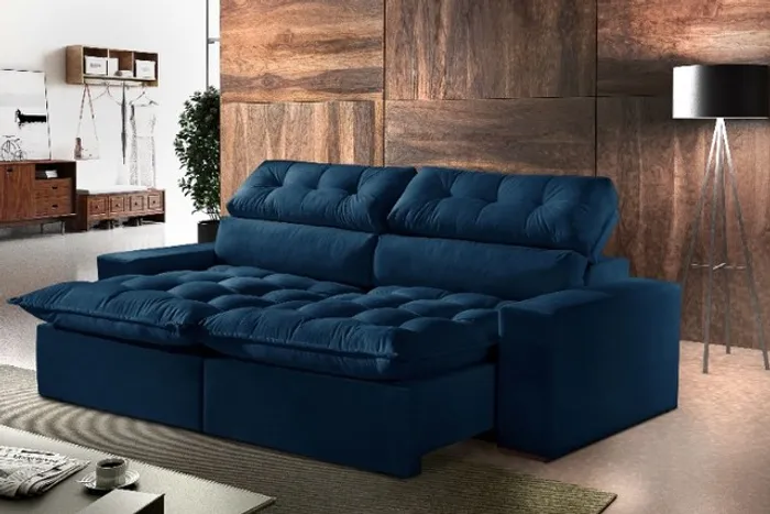 Sofá Retrátil Colorado 1.80m Azul Até 12x