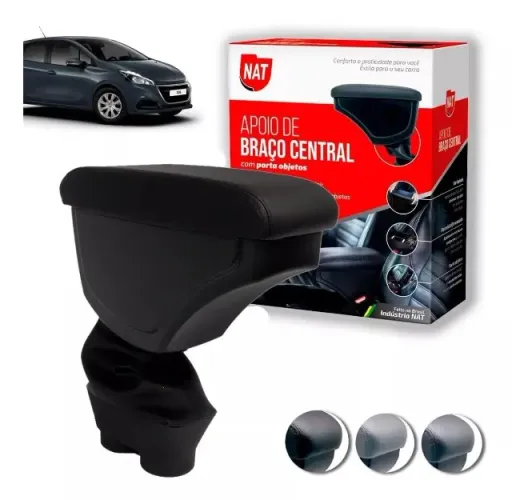Apoio de braço preto Peugeot 208 - 13 a 19
