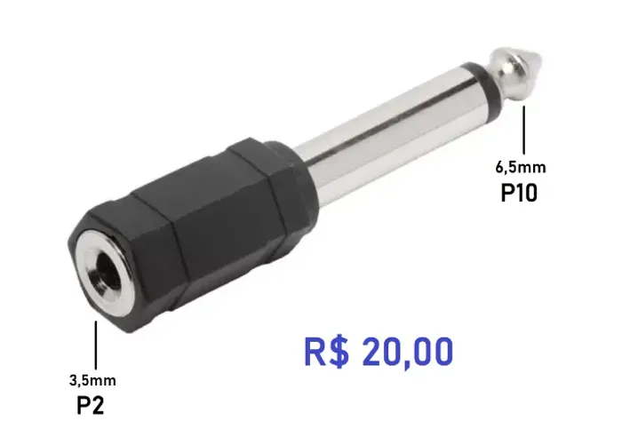 Cabo adaptadores p2 p3 p10 rca av - Preços diversos