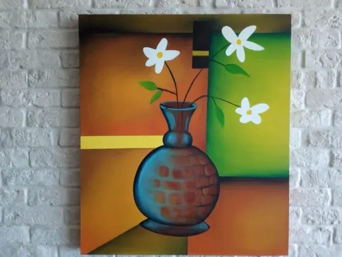 Quadro Jarro de Flores pintura óleo sobre tela