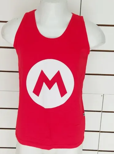 camiseta regata personalizada mario bros vermelha M ( pequena)