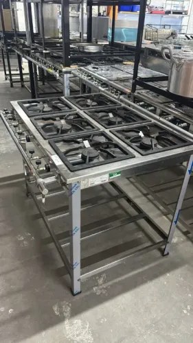 Fogão 6 bocas total inox industrial 30x30 alta pressão Venâncio